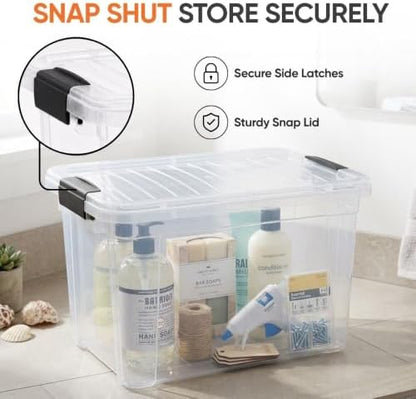 Superio 8.7 Quart Clear Plastic Storage Boxes with Lids, Stackable Organizer Containers, BPA-Free Storage Bins for Home, Office, School & Dorm, 8 Pack