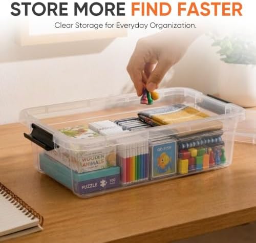 Superio 13.7 Quart Clear Plastic Storage Bin with Lid, Stackable Organizer Box, BPA-Free Storage Container for Home, Garage, School & Office, 2 Pack