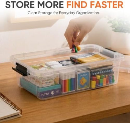 Superio 13.7 Quart Clear Plastic Storage Bin with Lid, Stackable Organizer Box, BPA-Free Storage Container for Home, Garage, School & Office, 2 Pack