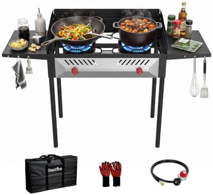 BESTFIRE 2 Burner Propane Gas Stove 150k BTU High Pressure Outdoor Cooker