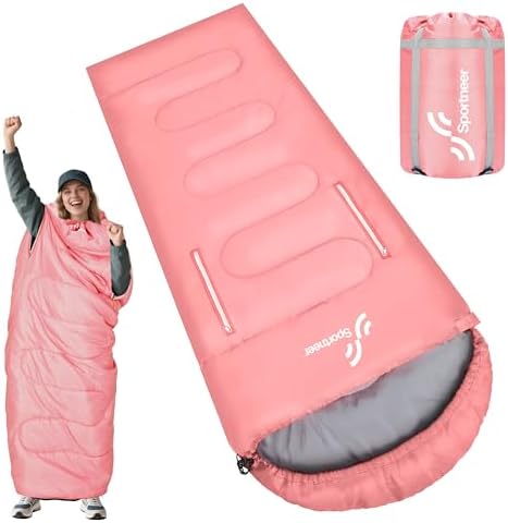 Sportneer Wearable Sleeping Bag for Adults & Kids – Walkable with Arm Zippers, Warm Weather & Cold Waterproof, Compact for Camping, Stadiums, Travel, Backpacking & Car Use