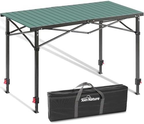Portable Outdoor Adjustable Height Camping Table, Large for 2-6 Person