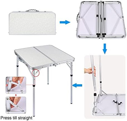 RedSwing Small Square Folding Table 2 Feet Adjustable Height, Lightweight and Portable Aluminum Camping Table for Outdoor Indoor Picnic, 24 in x 24 in x 27 in