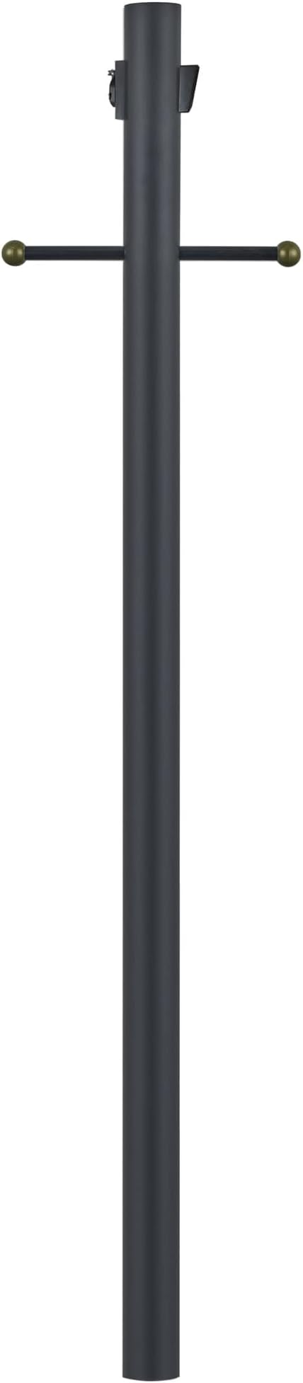 Design House Outdoor Lamp Post, Plastic Cross Arm, Built-in-Outlet, Dusk-to-Dawn Photo Eye Sensor, Easy Installation, Black, 3 in Diameter x 80 in H, 589812