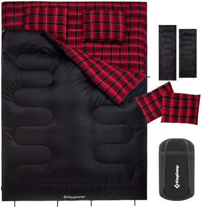 KingCamp Double Sleeping Bag for Adults, Queen Size 2 Person Sleeping Bag
