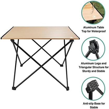 VILLEY Portable Camping Side Table, Ultralight Aluminum Folding Beach Table