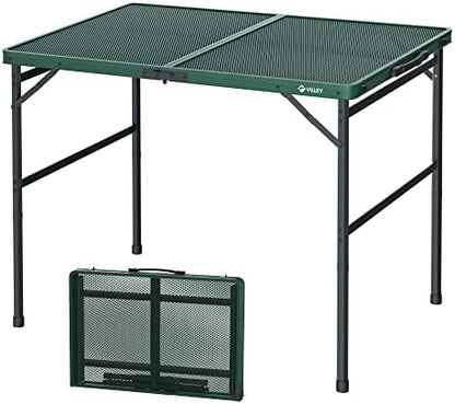 VILLEY 3ft Folding Camping Table, Aluminum Grill Table with Adjustable Legs