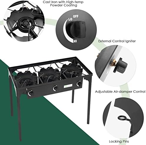 Goplus Outdoor Camping Stove, 3 Burner Propane Gas Cooker