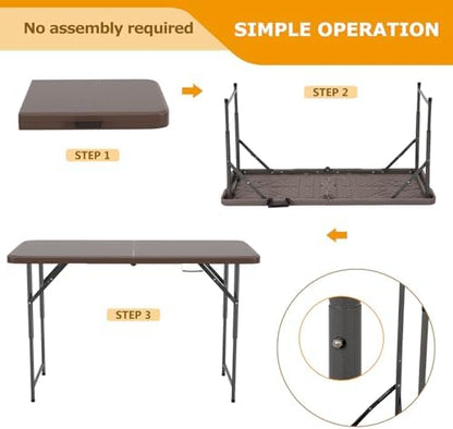 FDW | 4FT Folding Table | Brown Ratten | Portable Plastic Table