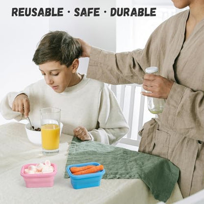 Collapsible Snack Containers With Lids,Collapsible Food Storage Containers,Mini Fridge Organizer,Microwave Freezer Dishwasher Safe(6pcs,6.5oz)