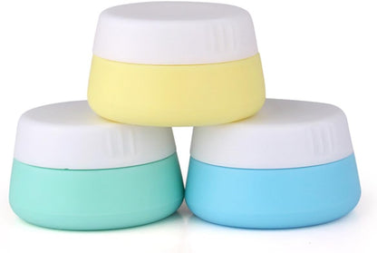 EZY DOSE Silicone Jar, Multi-Purpose Travel-Sized Container, Washable and Reusable, Versatile and Durable Container for Storage, Jewelry Holder Organizer, Blue, Yellow, and Green, BPA Free, 3-Pack