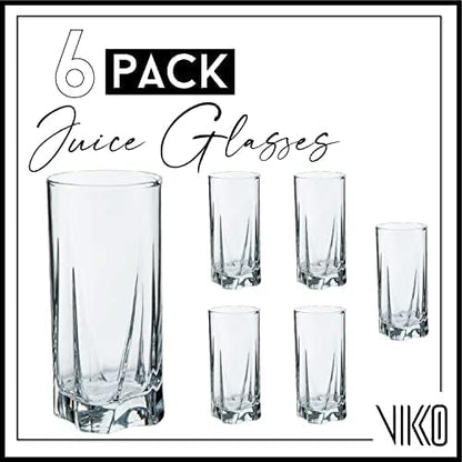 Vikko Drinking Glasses, 12 Oz Drinking Glasses Set of 6, Crystal Clear Glass Cups for Water or Juice, Highball Glass Tumbler & Water Glasses for Drinking
