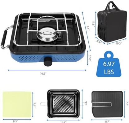 Uniflasy Propane Camping Stove with Carry Bag and Cookware Set