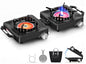 MoKo Propane Camping Stove 2 Burner, 36,000 BTU Infrared & Open Flame Hybrid, Windproof Folding Portable Outdoor Gas Cooking Kit with Frying Pan & Carry Bag For RV, Tailgating, Survival, Black