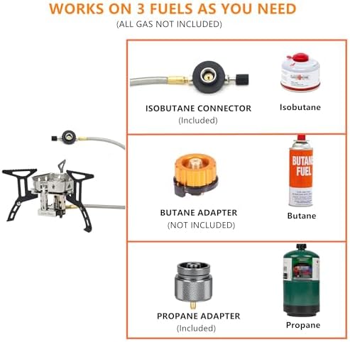 ONLYFIRE OUTDOOR LIVING Portable Camping Stove with 1LB Propane Gas Adapter