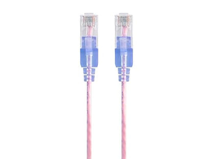 Monoprice Cat6A 7ft Pink 5-Pk Patch Cable UTP 30AWG 10G Pure Bare Copper Snagless RJ45 SlimRun Series Ethernet Cable