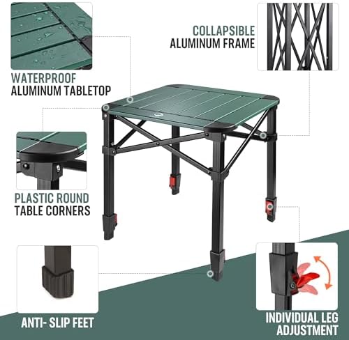 VILLEY Folding Camping Square Table, Portable Aluminum Table, Medium