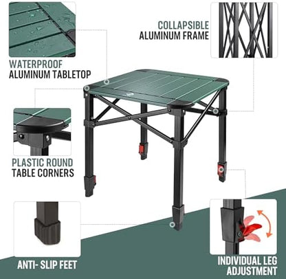 VILLEY Folding Camping Square Table, Portable Aluminum Table, Medium