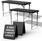 4 FT Folding Table, 3-Position Adjustable Height, Heavy Duty 400 lbs Capacity, Portable Table for Camping, Party, Indoor & Outdoor (Black, 2 Pack)