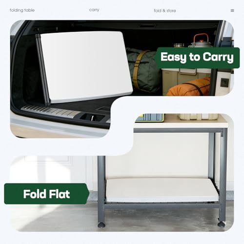 BestOffice | 30" Folding Table | White | Portable Plastic Table