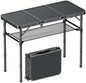 Folding Camping Table, 3 FT Folding Portable Camping Table, Outdoor&Indoor Picnic Table with 3 Adjustable Height Max 27.1",Lightweight Aluminum Camping Tables, Car Camping Essentials-Pure Black