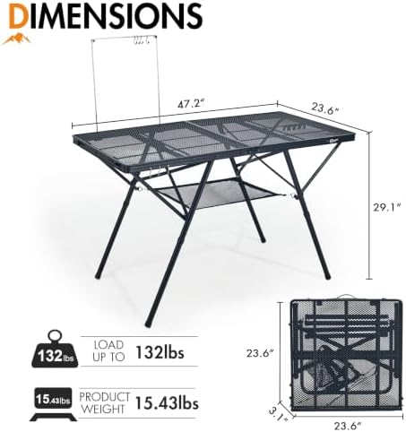 Portal 4 ft Folding Camping Grill Table Heavy Duty Portable Outdoor for BBQ