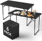 Folding Table 6 Pack, 4FT Folding Table with Adjustable Height, Black