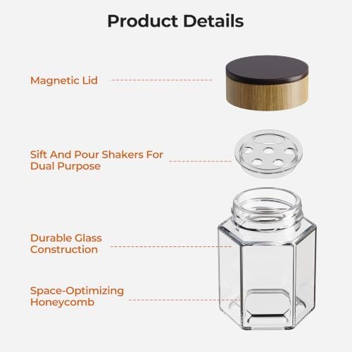Vetacsion Set of 12 Magnetic Spice Tins with 2 Black Metal Wall-Plates,100 Preprinted Seasoning Label Stickers,2 Styles for 3 oz Herb Jars (12 PCS)