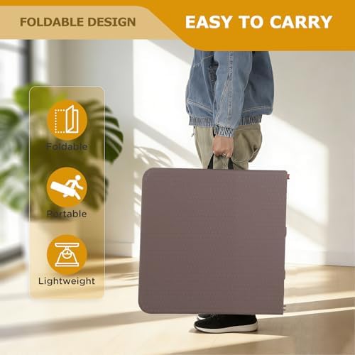 FDW | 4FT Folding Table | Brown Ratten | Portable Plastic Table