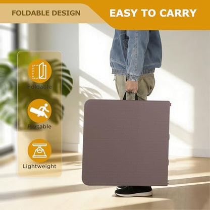 FDW | 4FT Folding Table | Brown Ratten | Portable Plastic Table