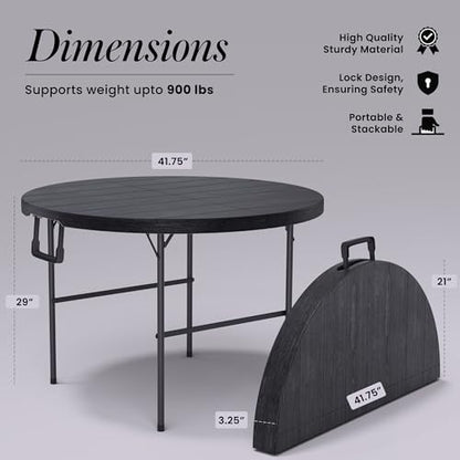 2 PACK of 3.5 Feet Circular Round Foldable Table with Built in Handle & Steel Legs | Heavy Duty Portable | Perfect for Party, Dining, Wedding, Events, Picnic Indoor, Outdoor, Camping, Utility