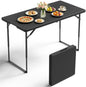 4FT Folding Table Adjustable Height Heavy Duty Plastic Folding Tables with Carry Handles, Fold-in-Half Portable Tables with Steel Legs for Party, Wedding, Camping, Picnic, Indoor Outdoor Events, Black
