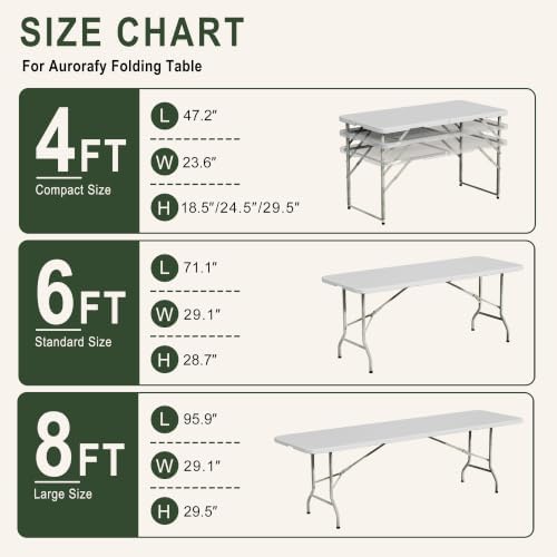 HULKFIT 4 Foot Folding Table, White