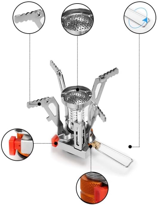 Camping Stove Backpacking Stove, 3000W Portable Camp Stove with Piezo Ignition, Wind-Resistant Mini Camping Burner for Outdoor Hiking Cooking, BY-J