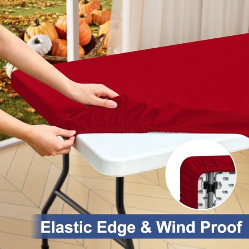 homing Rectangle Table Cloth Cover 6 Foot Red Elastic Fitted Tablecloth