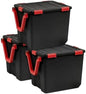 IRIS USA 3-Pack 106 Qt Storage Bins with Gasket Lids, Black/Red