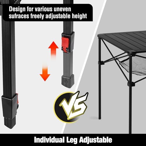VILLEY Folding Camping Square Table, Portable Aluminum Table, Small