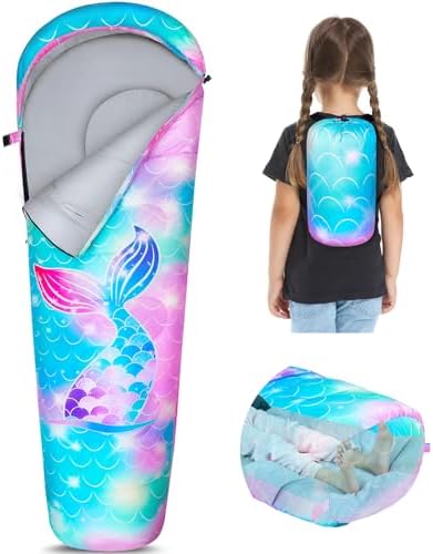 FIOBEE Kids Sleeping Bag 3 Season Camping Sleeping Bags for Girls Toddler