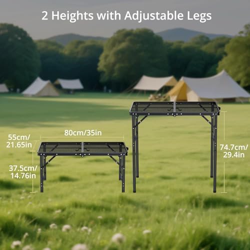 Anbte 3ft Portable Grill Table Max 29.5", 2 Adjustable Heights, 31" X 22"