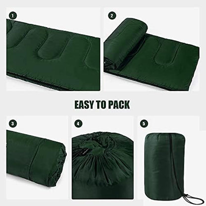 Envelope Sleeping Bags 4 Seasons Warm or Cold Lightweight Indoor Outdoor Sleeping Bags for Adults, Backpacking, Camping