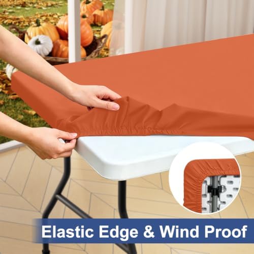 homing Rectangle Table Cloth Cover 4 Foot Rust Elastic Fitted Tablecloth