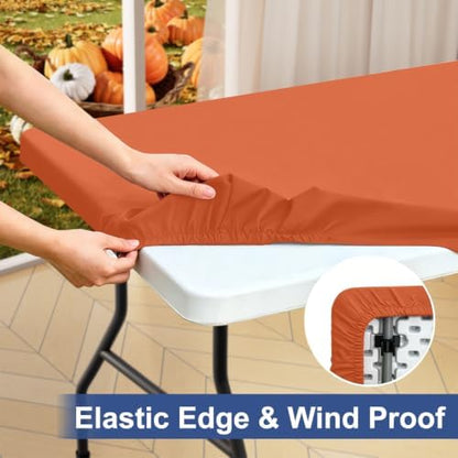 homing Rectangle Table Cloth Cover 4 Foot Rust Elastic Fitted Tablecloth