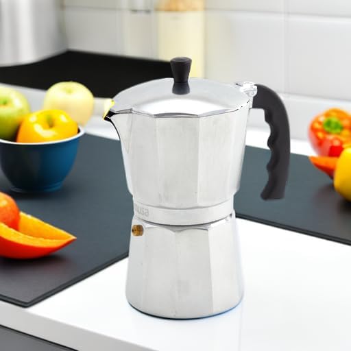 IMUSA USA B120-42V Aluminum Espresso Stovetop Coffeemaker 3-Cup, Silver (Pack of 1)