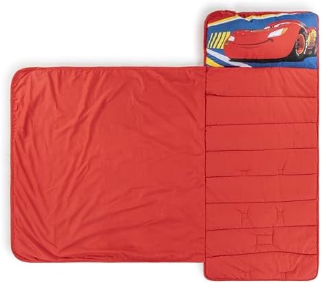 Jay Franco Kids Nap Mat with Embedded Pillow & Blanket – Soft 46"x20" Microfiber Sleeping Bag with Name Tag & Handle
