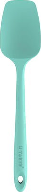 U-Taste Silicone Cooking Spoon Spatula: 480ºF Heat Resistant Food Grade 11.38" Flexible Rubber Kitchen Spoonula, Seamless Pastry Bowl Scraper for Mixing Scraping in Nonstick Cookware (Aqua Sky)