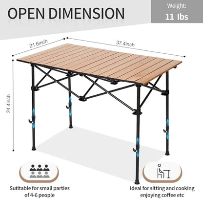 SHANQUAN Camping Table Roll up Table, Fold up Lightweight Compact, 2-4 Person Portable Roll up Aluminum Table with Carry Bag for Outdoor, Camping, Picnic, Backyards, BBQ