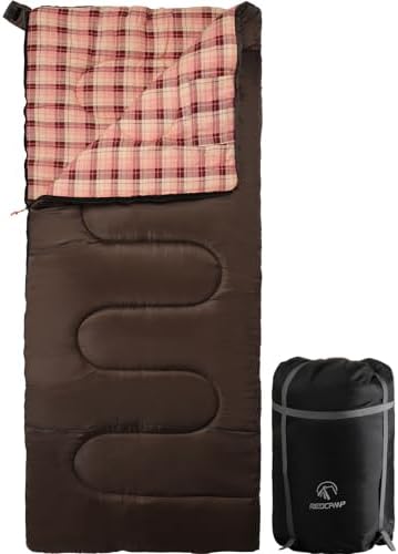 REDCAMP Cotton Flannel Sleeping Bag for Camping Backpacking, Adults Cold Weather Envelope Sleeping Bags with 2/3/4/6lbs Filling