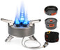 Portable Camping Stove, 5800W Foldable Outdoor Gas Stove with Nonstick Pot, Frying Pan, Mesh Carry Bag, 1 lb Propane Tank Adapter and Hose for Camping, Hiking, Picnic