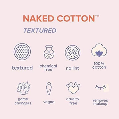 White Rabbit – Naked Cotton Textured – Unbleached Perforated Cotton Pads for Toner, Makeup Removal & Masks | Lint-Free, Exfoliating, Natural & Cruelty-Free | Korean Skin Care Product (200 Count)