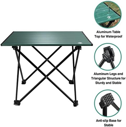 VILLEY Portable Camping Side Table, Ultralight Aluminum Folding Beach Table